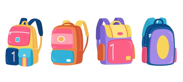 Cute school bag vector set