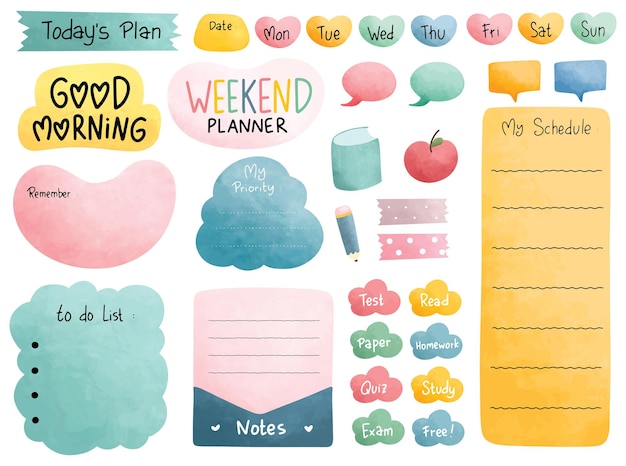 Cute school journal and planner design vector illustration