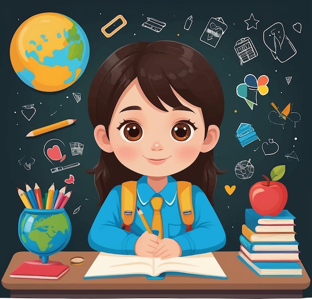 cute school kid Clipart