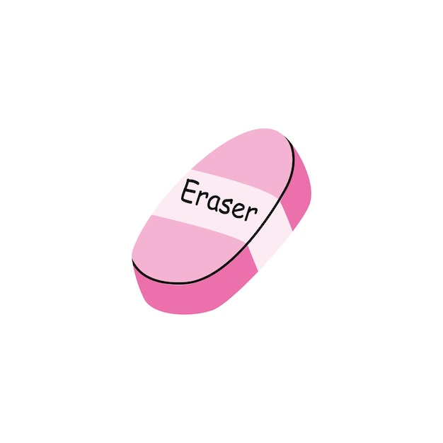 Cute school pink rubber eraser accessories for artists. School gums. Gummy tools, erase.