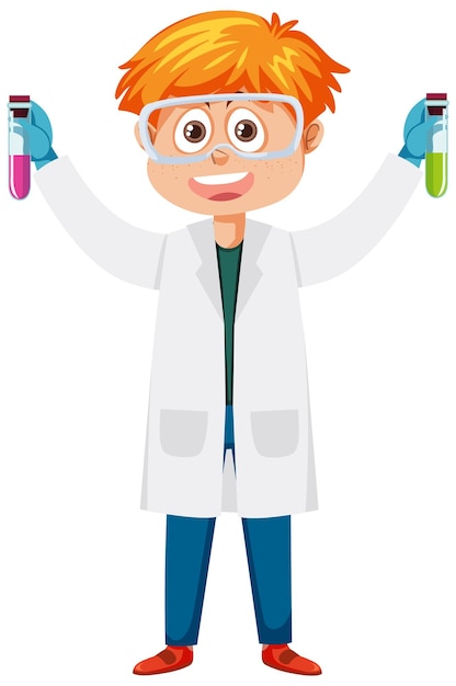 Vector cute scientist boy cartoon character