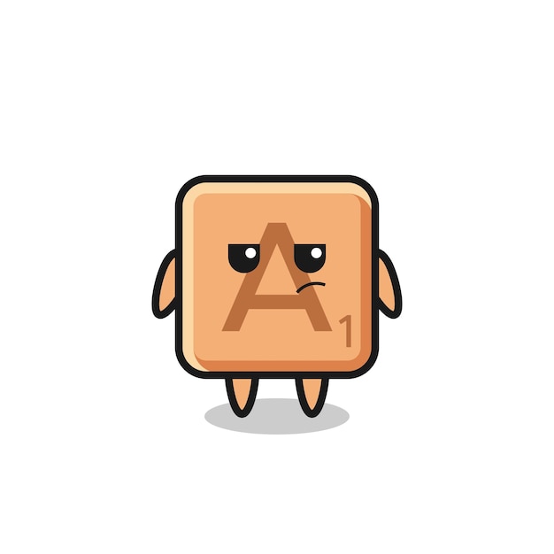 Cute scrabble character with suspicious expression cute design