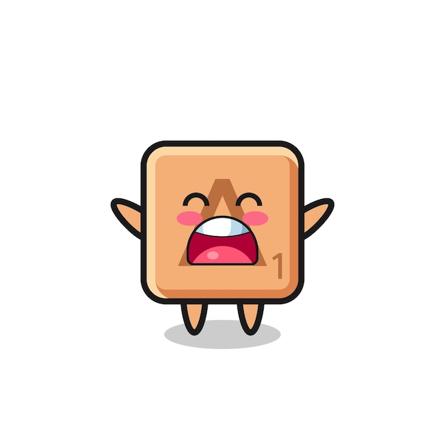 Cute scrabble mascot with a yawn expression cute design