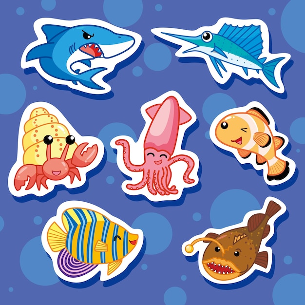 Cute sea animal stickers