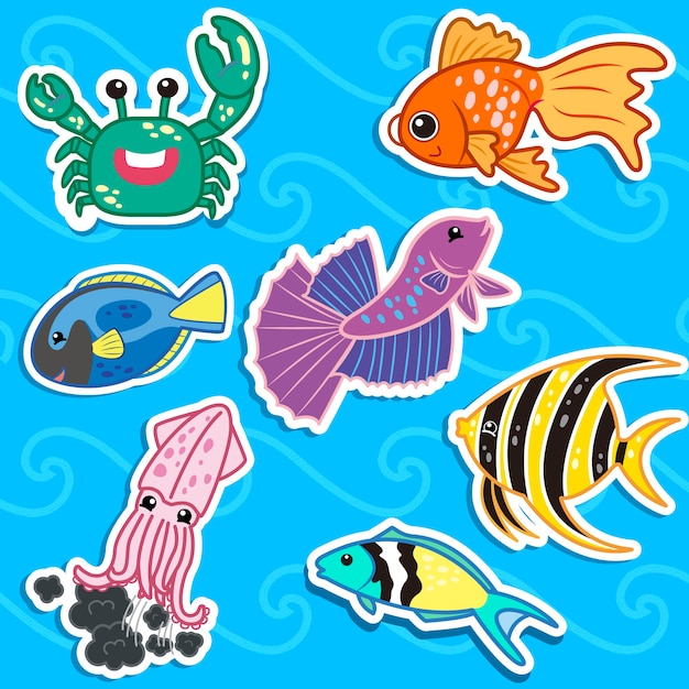 Cute sea animal stickers