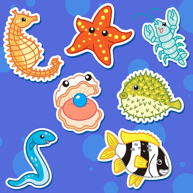 Cute sea animal stickers