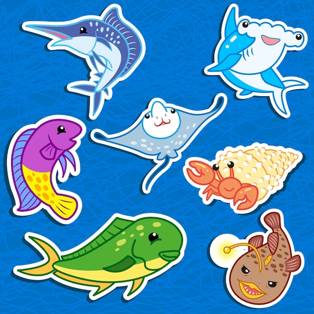 Cute sea animal stickers