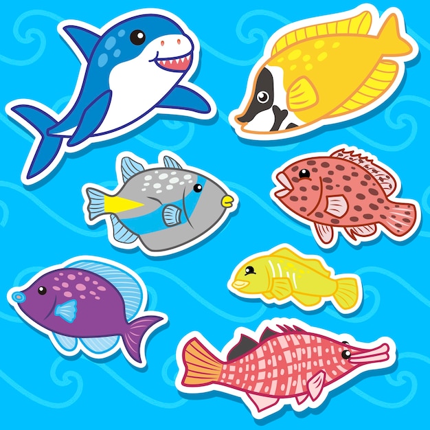 Cute sea animal stickers