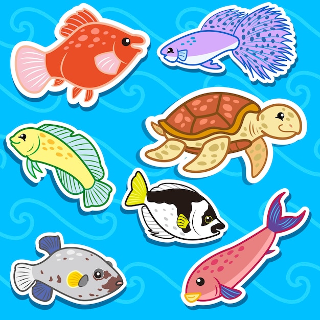 Cute sea animal stickers