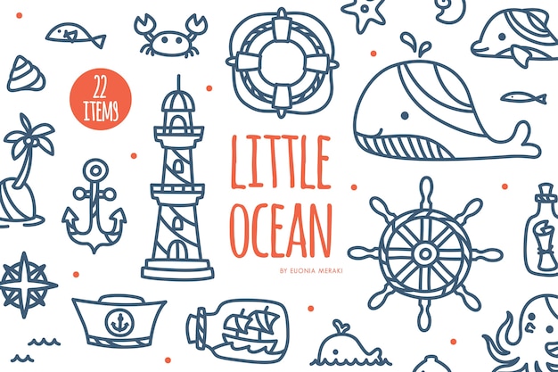 Cute Sea and Beach Nautical elements