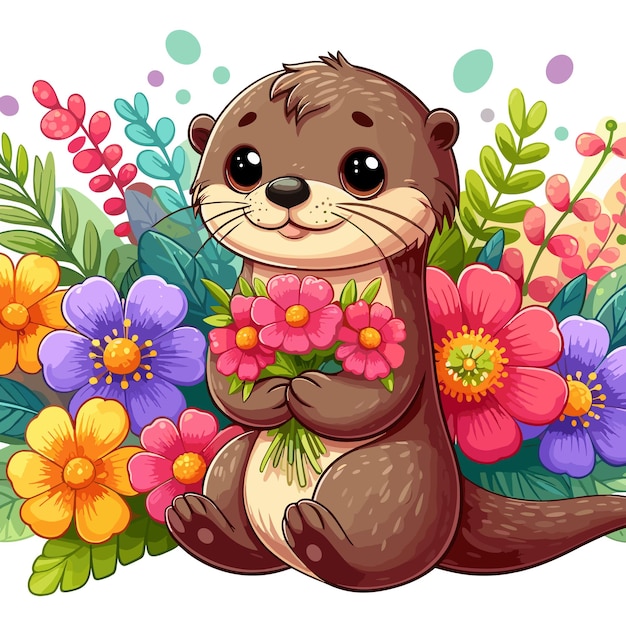 Cute Sea Otter Vector Cartoon illustration