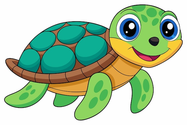 Vector cute sea turtle coloring page f