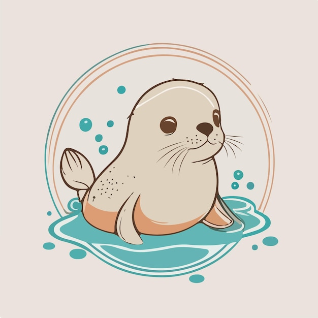 Cute seal cartoon vector illustration