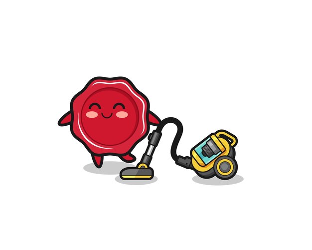 Cute sealing wax holding vacuum cleaner illustration , cute design