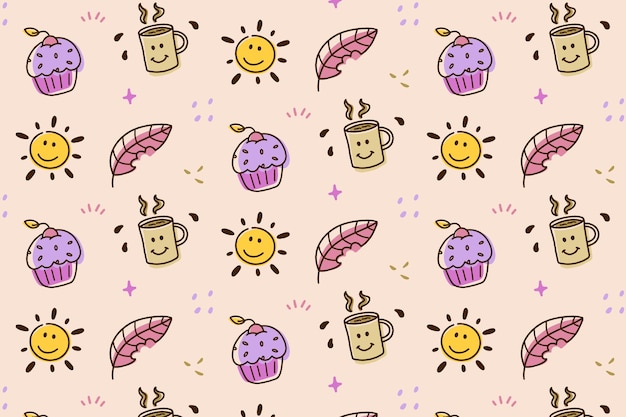 Cute seamless breakfast pattern background