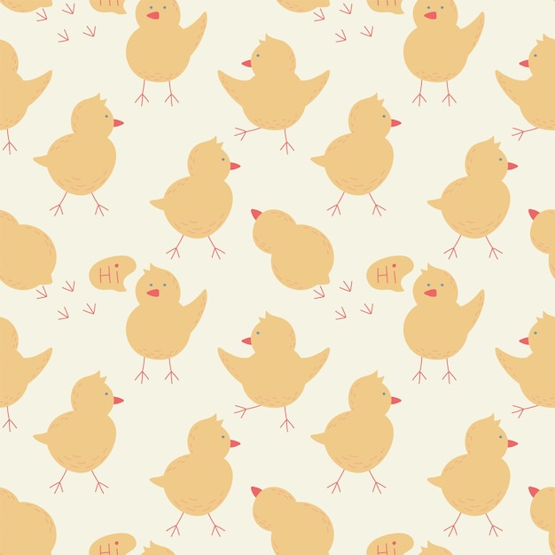 cute seamless endless pattern with little chicks flat vector illustration