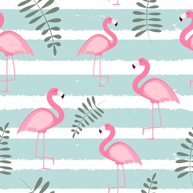 Cute Seamless Flamingo Pattern  Illustration