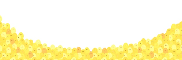 Cute seamless pattern about farm live with crowd of chikens Bright cartoon vector summer horizontal background wallpaper fills kid design little fat yellow Easter chicken