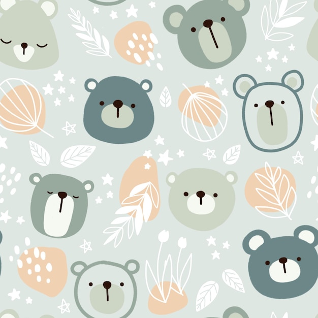 Cute Seamless pattern bear for wallpaper textile background or greeting cards abs nursery decor