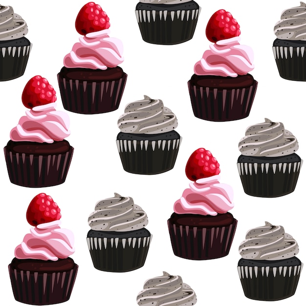 Cute Seamless Pattern Cupcake