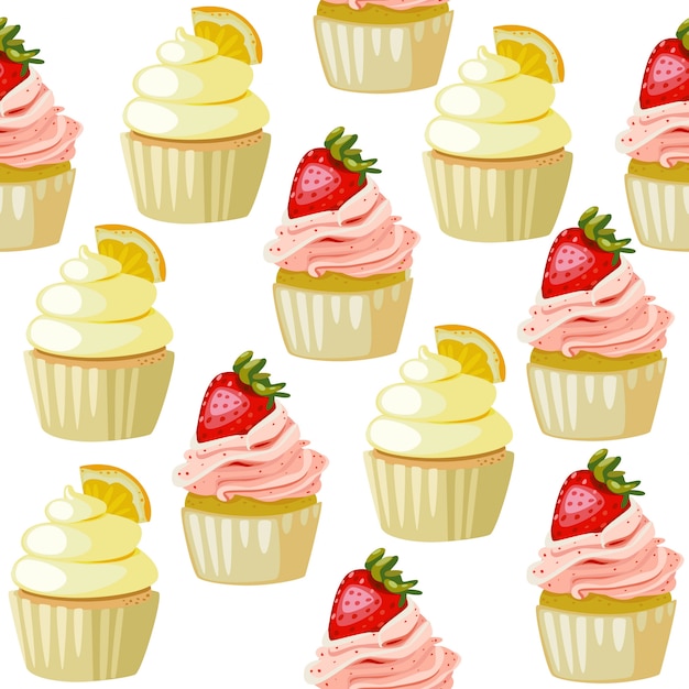 Cute Seamless Pattern Cupcake