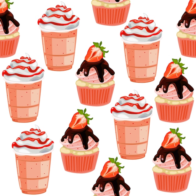 Cute Seamless Pattern Cupcake