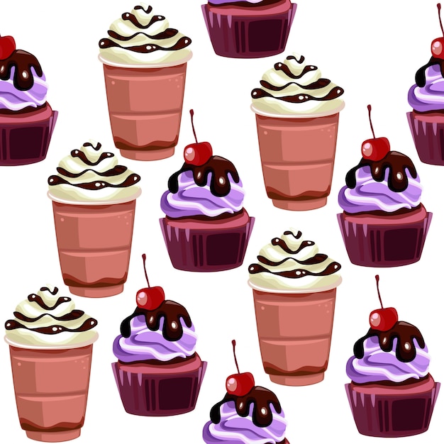 Cute Seamless Pattern Cupcake