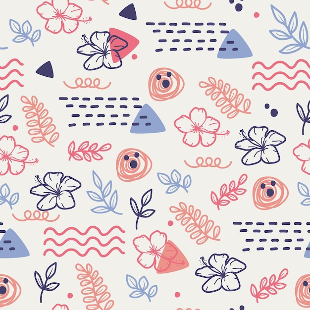 Cute seamless pattern of Flower doodle