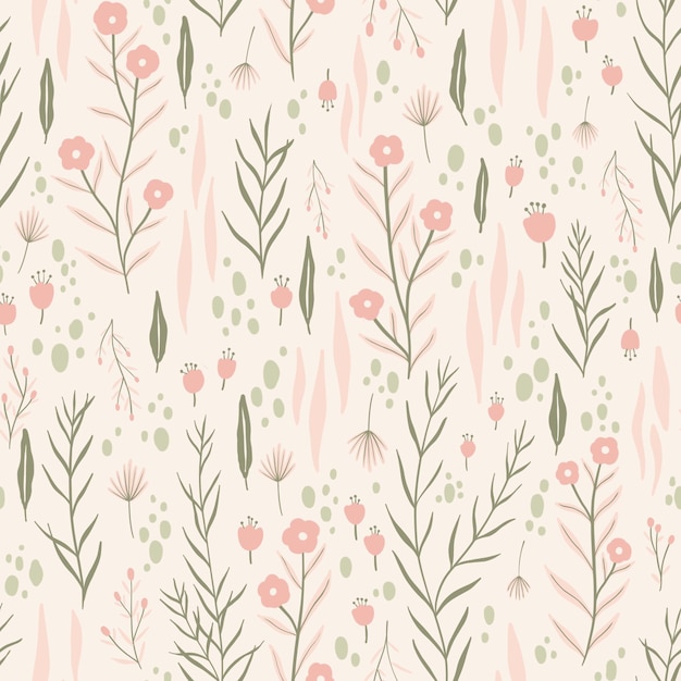 Cute seamless pattern flower leave vintage style for background wallpaper textile greeting card