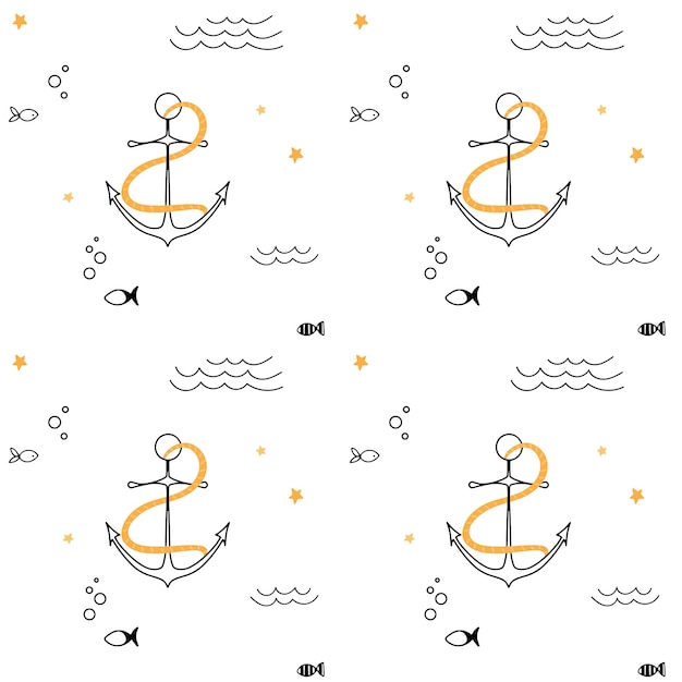 Cute seamless pattern nautical theme Ocean and sea life background for children