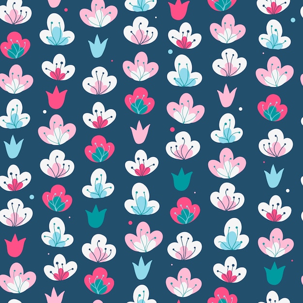 Cute seamless pattern with abstract flowers