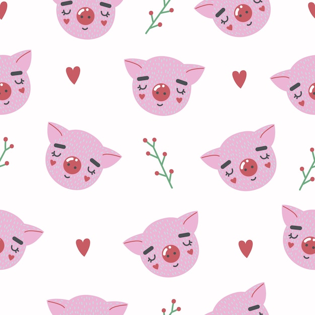 Cute seamless pattern with baby pig. creative childish print. Creat for fabric, textile.