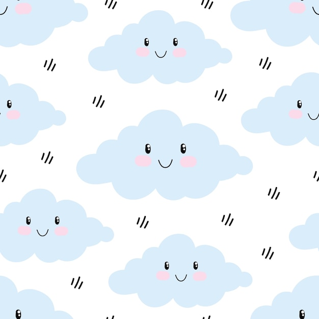 Cute seamless pattern with clouds for kids