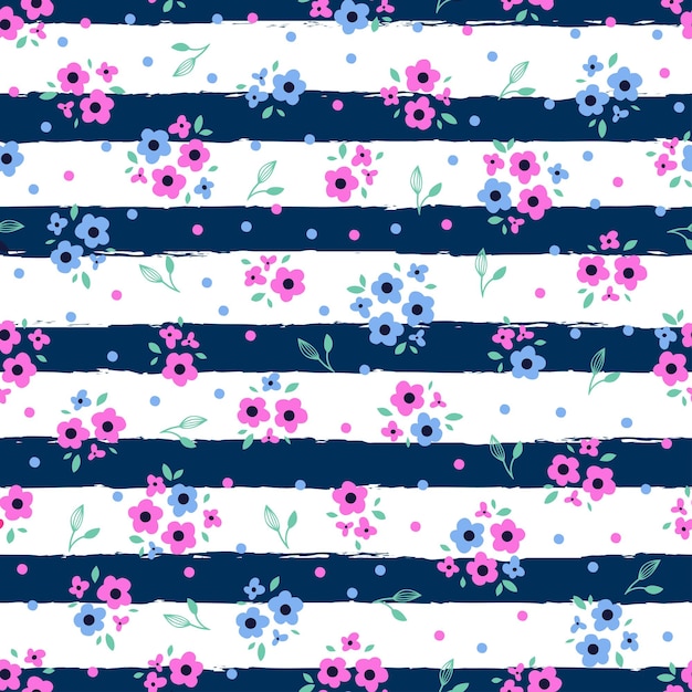 Cute seamless pattern with flowers in a Cartoon style