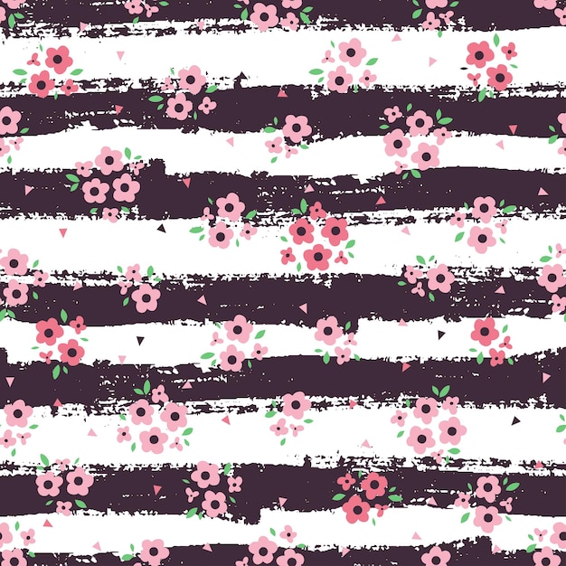 Cute seamless pattern with flowers in a Cartoon style