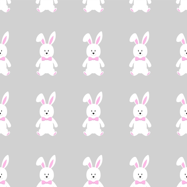 Cute seamless pattern with funny cartoon character Easter Bunny.