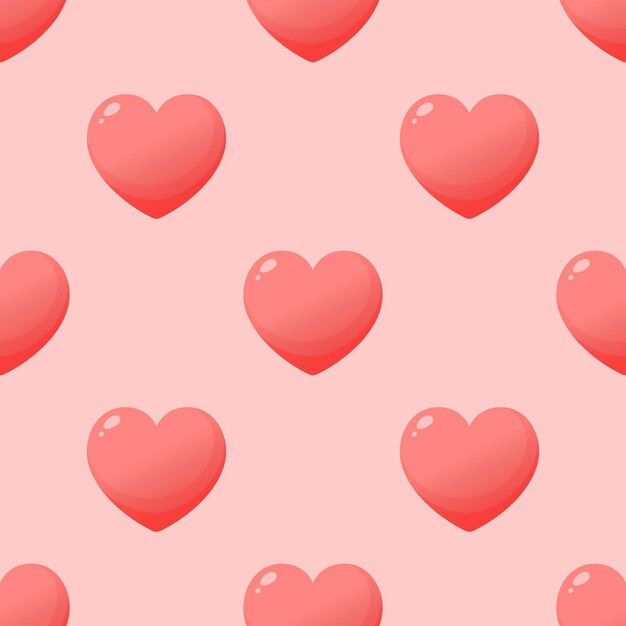 Cute seamless pattern with pink hearts vector illustration