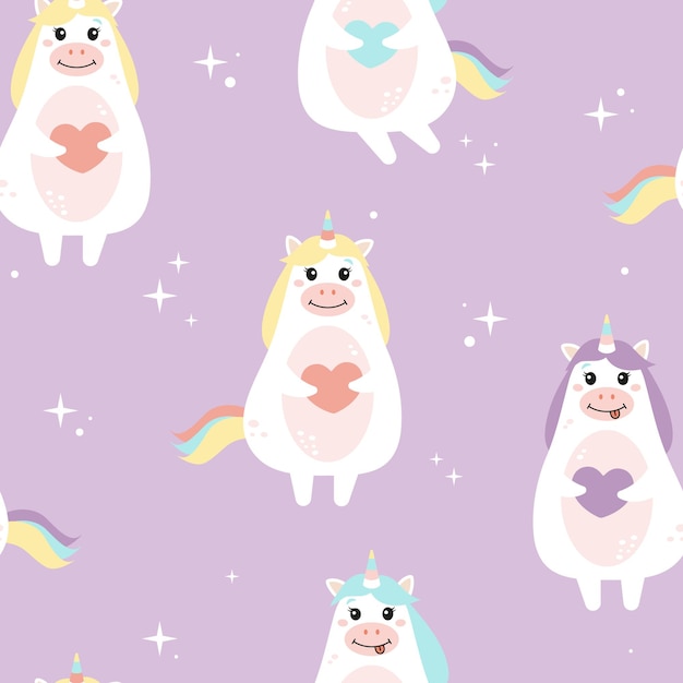 cute seamless pattern with unicorns