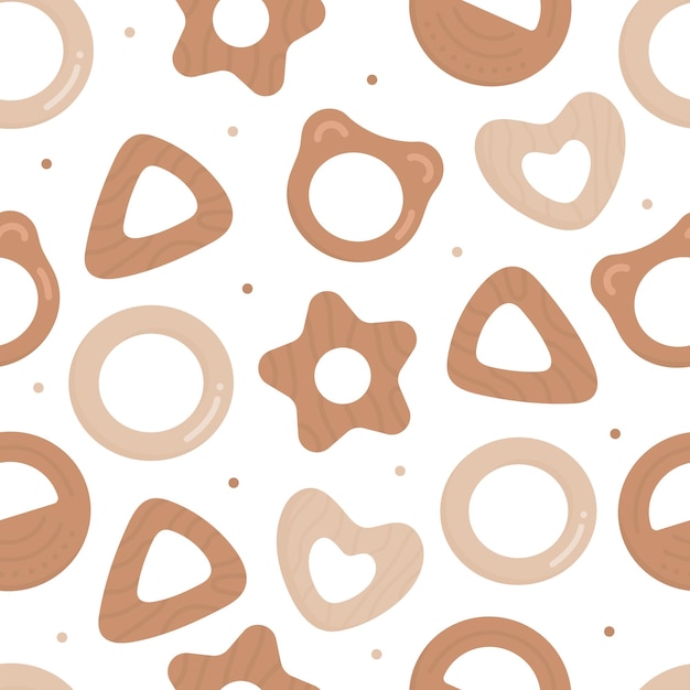 Cute seamless pattern of wood baby toys. Background design for fashion fabrics, textile graphics