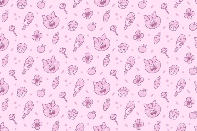 Cute seamless pig pattern background