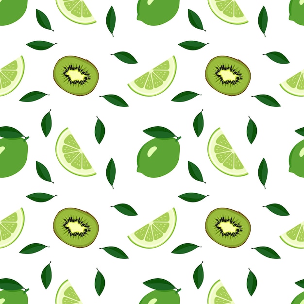 Cute seamless summer citrus and kiwi pattern