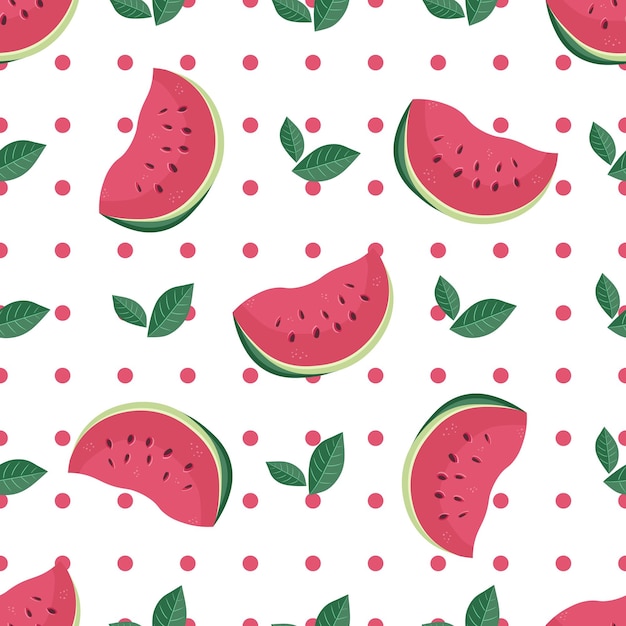 Cute seamless vector pattern with watermelon