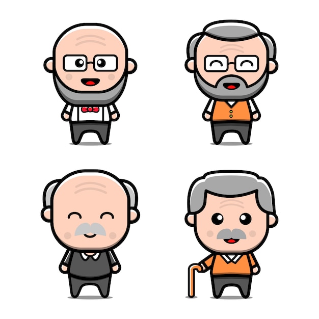 Cute Set grandfather character vector illustration