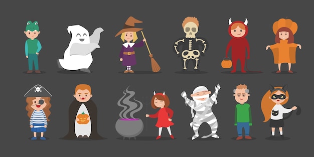 Cute set of halloween costumes for children