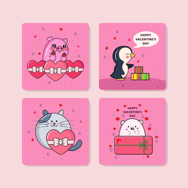 cute set valentine character