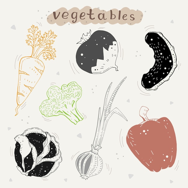 Vector cute set of vegetables