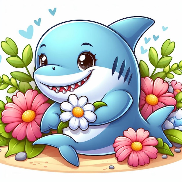 Cute Shark Fish Vector Cartoon illustration