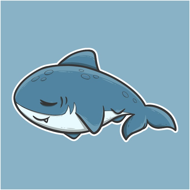 cute shark funny cartoon icon illustration