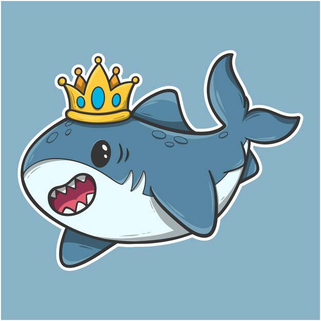 cute shark funny cartoon icon illustration