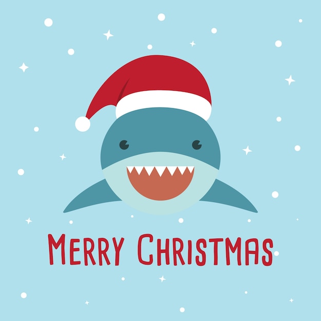 A Cute shark wearing Santa Claus.